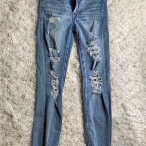Distressed High Rise Size 2 Blue Jeans